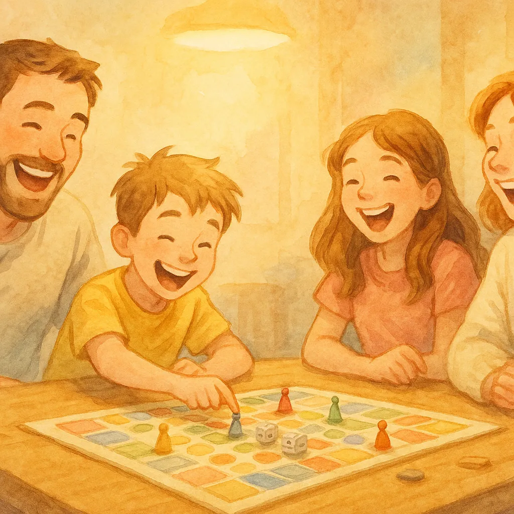 aile birlikte oyun oynarken gülüyor