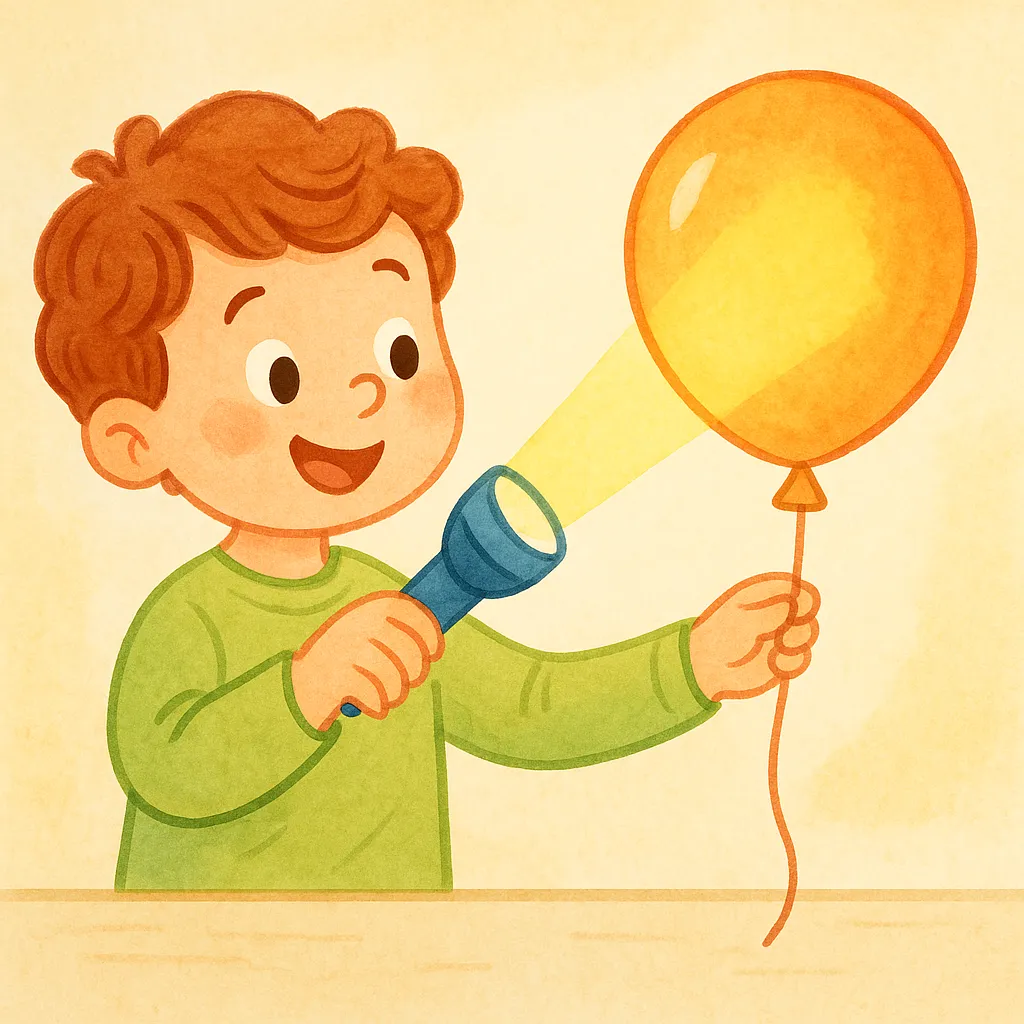 Flashlight experiment showing how light passes through a balloon