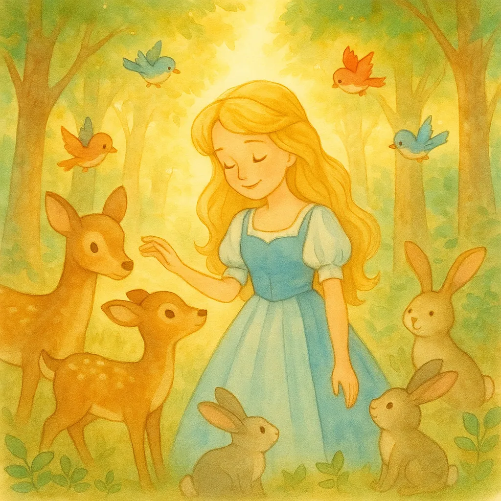 Ormanın içinde çatısı yosunlu, bacası tüten, etrafında çiçekler ve hayvanlar olan sevimli küçük kulübe.