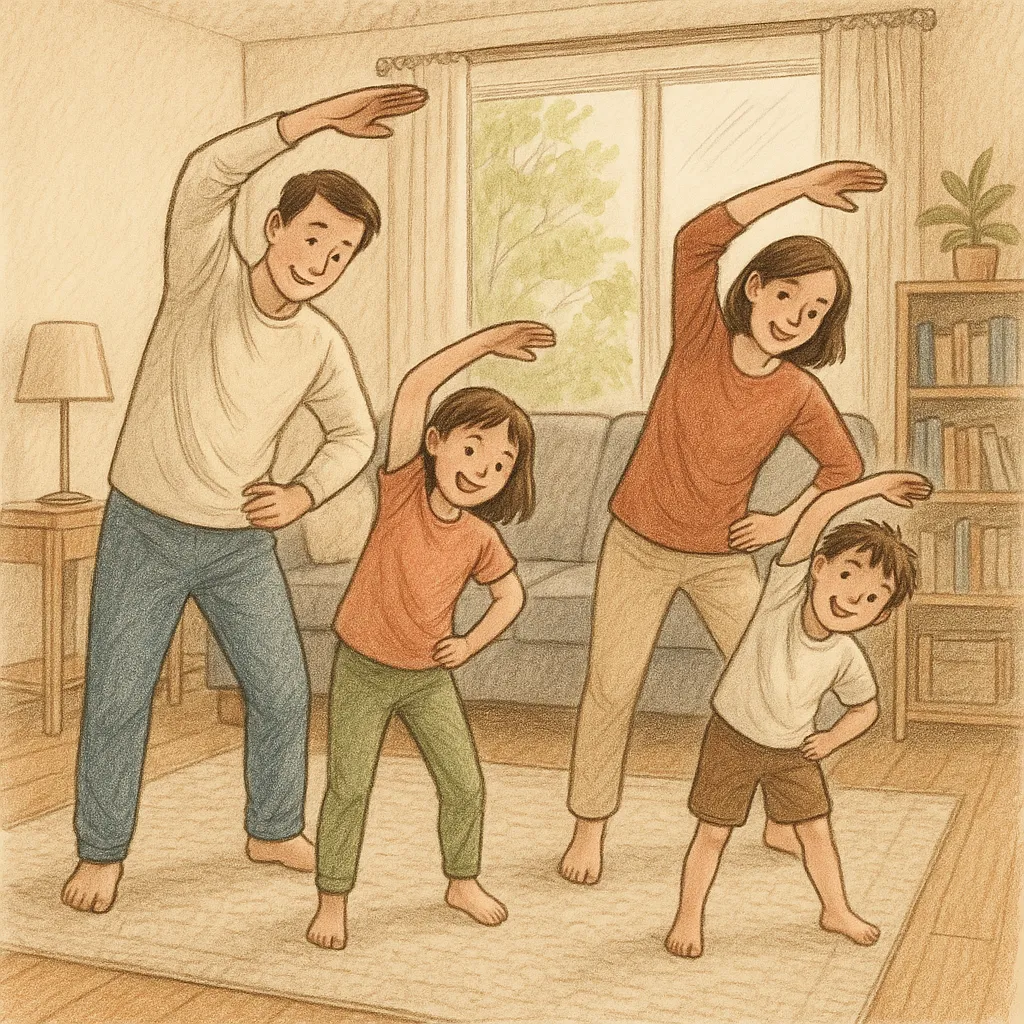 Çocuklar evde esneme hareketleri yapıyor