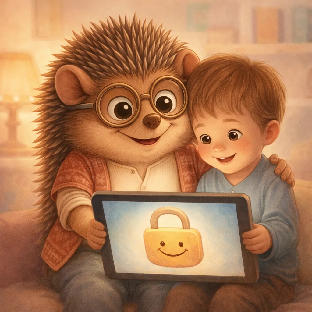 Kirpi Nuk ve çocuk tablet kullanıyor