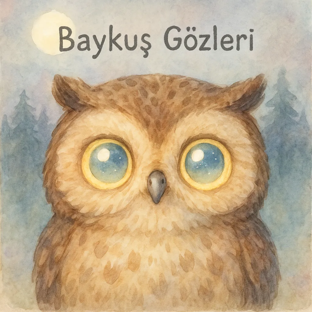 Close-up educational illustration of owl eyes in the dark